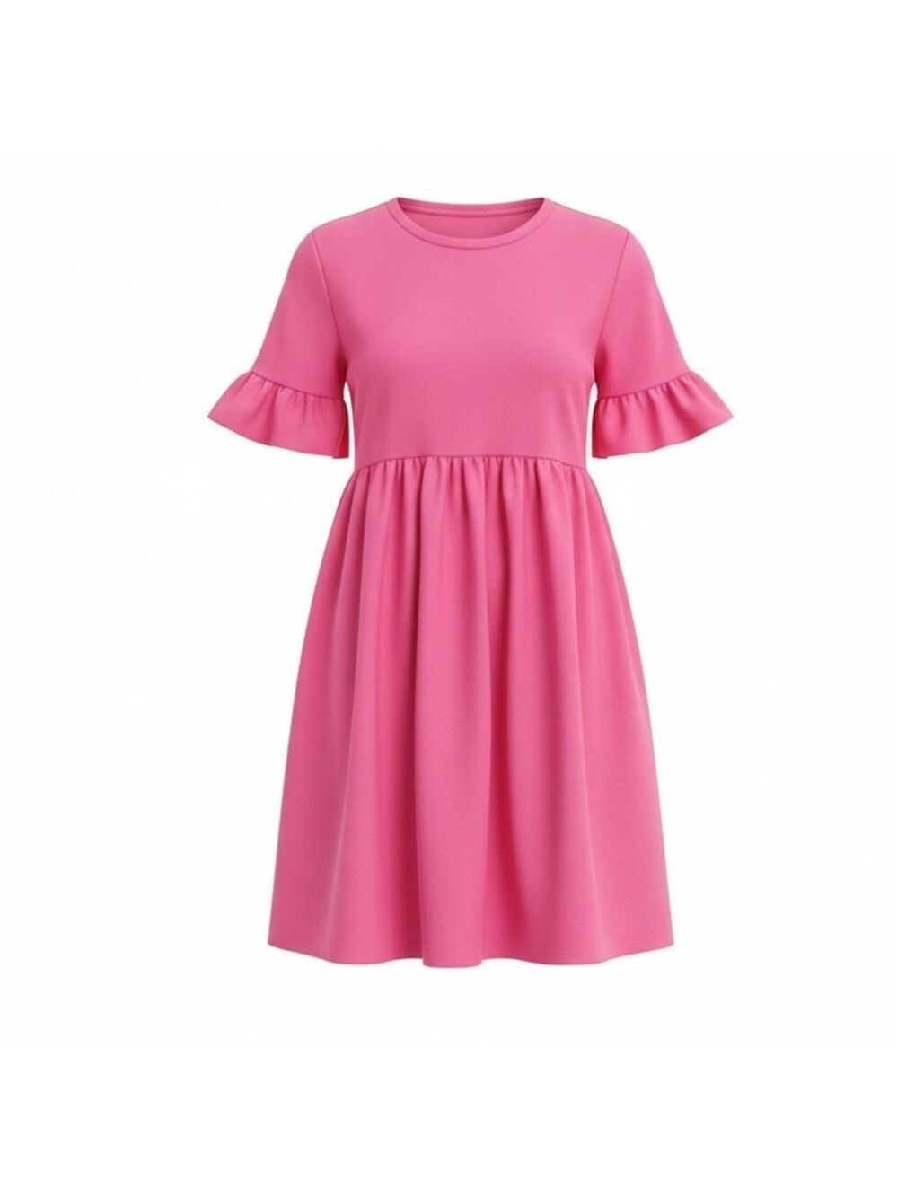 English Factory Pink Shift Dress Bell Ruffle Sleeve Medium Bubblegum - Picture 2 of 11